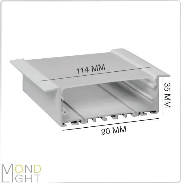 لاین نوری توکار فنر خور به ارتفاع 35 میلی متری به عرض 90 میلی متری و لبه به لبه 114 میلی متری لاین نوری توکار لبه دار فنر خور به ارتفاع 35 میلی متری به عرض 90 میلی متری و لبه به لبه 114 میلی متری