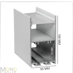 لاین نوری آویز و روکار به ارتفاع 100 میلی متری و در عرض 55 میلی متر فضای خالی پشت به ارتفاع 43 میلی متری