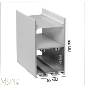 لاین نوری آویز و روکار به ارتفاع 100 میلی متری و در عرض 55 میلی متر فضای خالی پشت به ارتفاع 43 میلی متری