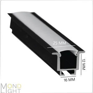 لاین نوری توکار فنرخور به ارتفاع 12 میلی متری به عرض 16 میلی متری و لبه به لبه 25 میلی متری