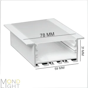 لاین نوری توکار فنر خور به ارتفاع 31 میلی متری به عرض 59 میلی متری و لبه به لبه 78 میلی متری