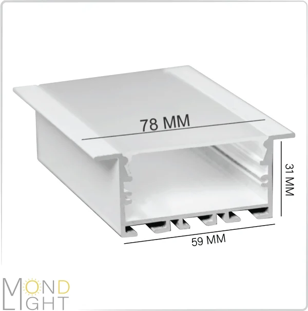 لاین نوری توکار فنر خور به ارتفاع 31 میلی متری به عرض 59 میلی متری و لبه به لبه 78 میلی متری لاین نوری توکار فنر خور به ارتفاع 31 میلی متری به عرض 59 میلی متری و لبه به لبه 78 میلی متری