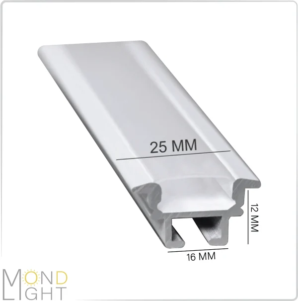 لاین نوری توکار کنافی فنرخور به ارتفاع 16 میلی متری به عرض 16 میلی متری و لبه به لبه 25 میلی متری لاین نوری کناف توکار فنرخور به ارتفاع 16 میلی متری به عرض 16 میلی متری و لبه به لبه 25 میلی متری