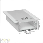 لاین نوری توکار فنرخور به ارتفاع 22 میلی متری به عرض 45 میلی متری و لبه به لبه 60 میلی متری