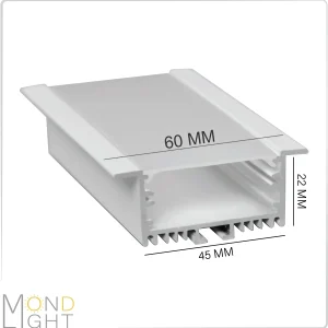 لاین نوری توکار فنرخور به ارتفاع 22 میلی متری به عرض 45 میلی متری و لبه به لبه 60 میلی متری