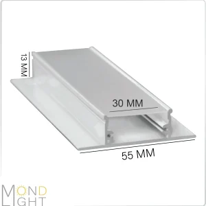 لاین نوری توکار کنافی بدون لبه به ارتفاع 30 میلی متری به عرض 16 میلی متری و لبه داخلی 55 میلی متری