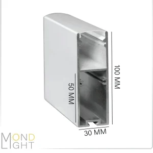 لاین نوری آویز و روکار به ارتفاع 100 میلی متری و در عرض 30 میلی متر فضای خالی پشت به ارتفاع 50 میلی متری