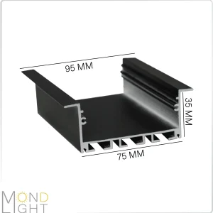 لاین نوری توکار فنرخور به ارتفاع 35 میلی متری به عرض 75 میلی متری و لبه به لبه 95 میلی متری