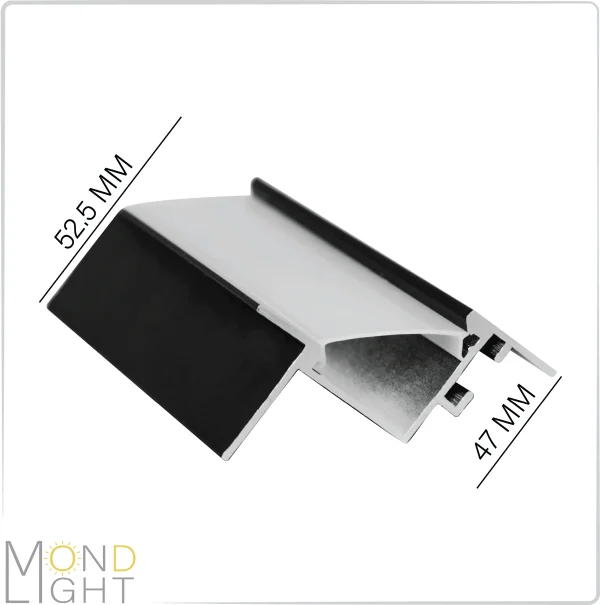 لاین نوری نبشی به عرض لبه کناف 52.5 میلی متری و لبه پیچ خور دیوار 47 میلی متری لاین نوری نبشی کناف به عرض لبه کناف 52.5 میلی متری و لبه پیچ خور دیوار 47 میلی متری