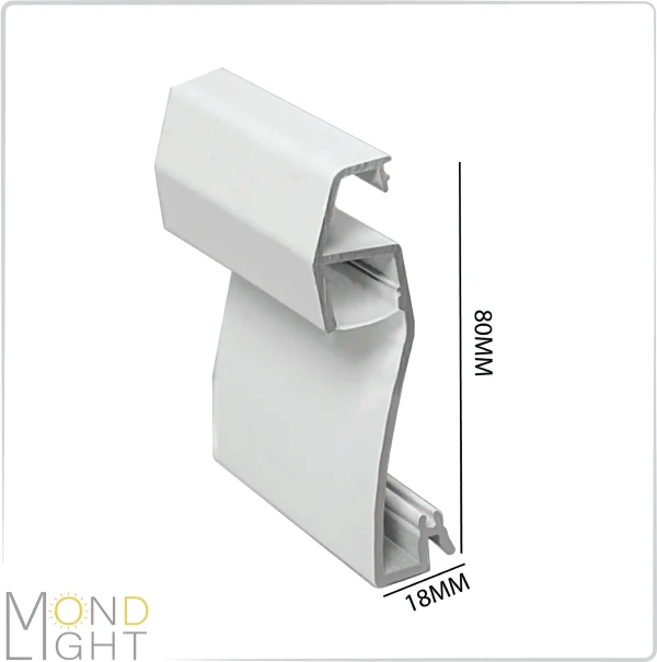 قرنیز نوری به ارتفاع 80 میلی متری به عرض میلی 18 میلی متری نور مخفی