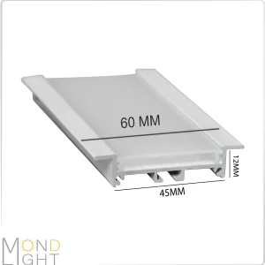 لاین نوری توکار کنافی فنر خور به ارتفاع 12 میلی متری به عرض 45 میلی متری و لبه به لبه 60 میلی متری