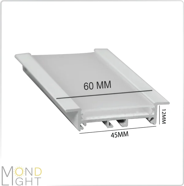 لاین نوری توکار کنافی فنر خور به ارتفاع 12 میلی متری به عرض 45 میلی متری و لبه به لبه 60 میلی متری