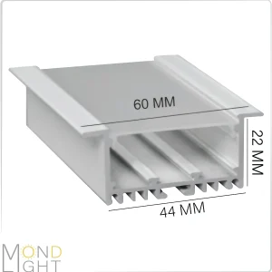 لاین نوری توکار فنرخور به ارتفاع 22 میلی متری به عرض 44 میلی متری و لبه به لبه 60 میلی متری